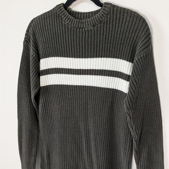 Aeropostale Y2K Brown & Cream Striped Ribbed Knit Long Sleeve Sweater Size Small - Picture 2 of 8